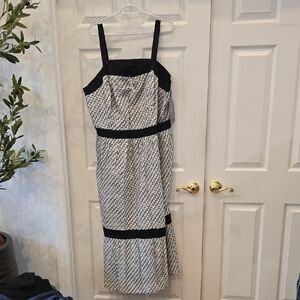 Lane Bryant Black and White Patterned Midi Dress
